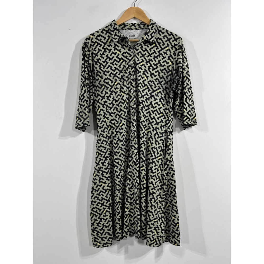 Svaha Organic Cotton Novelty Arsty Maze Mouse Cheese Shirt Dress Large Pockets
